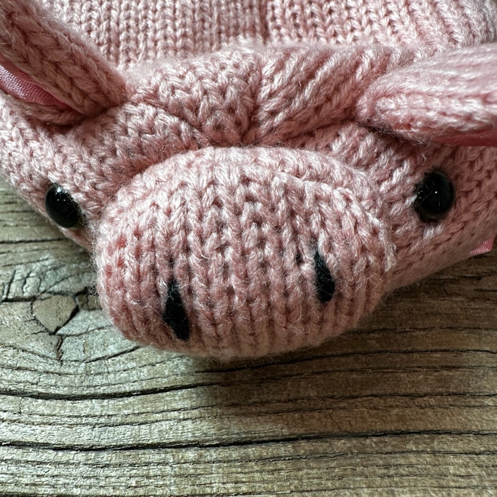 Adorable Pink Knit Pig with hat custom for pet